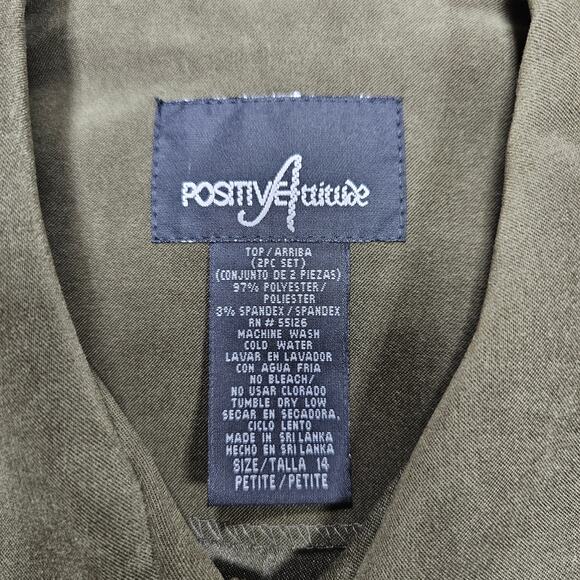 Vintage 90s Positive Attitude Womens 14 Petite Green Fall Maxi Dress Jacket Set - Picture 9 of 14